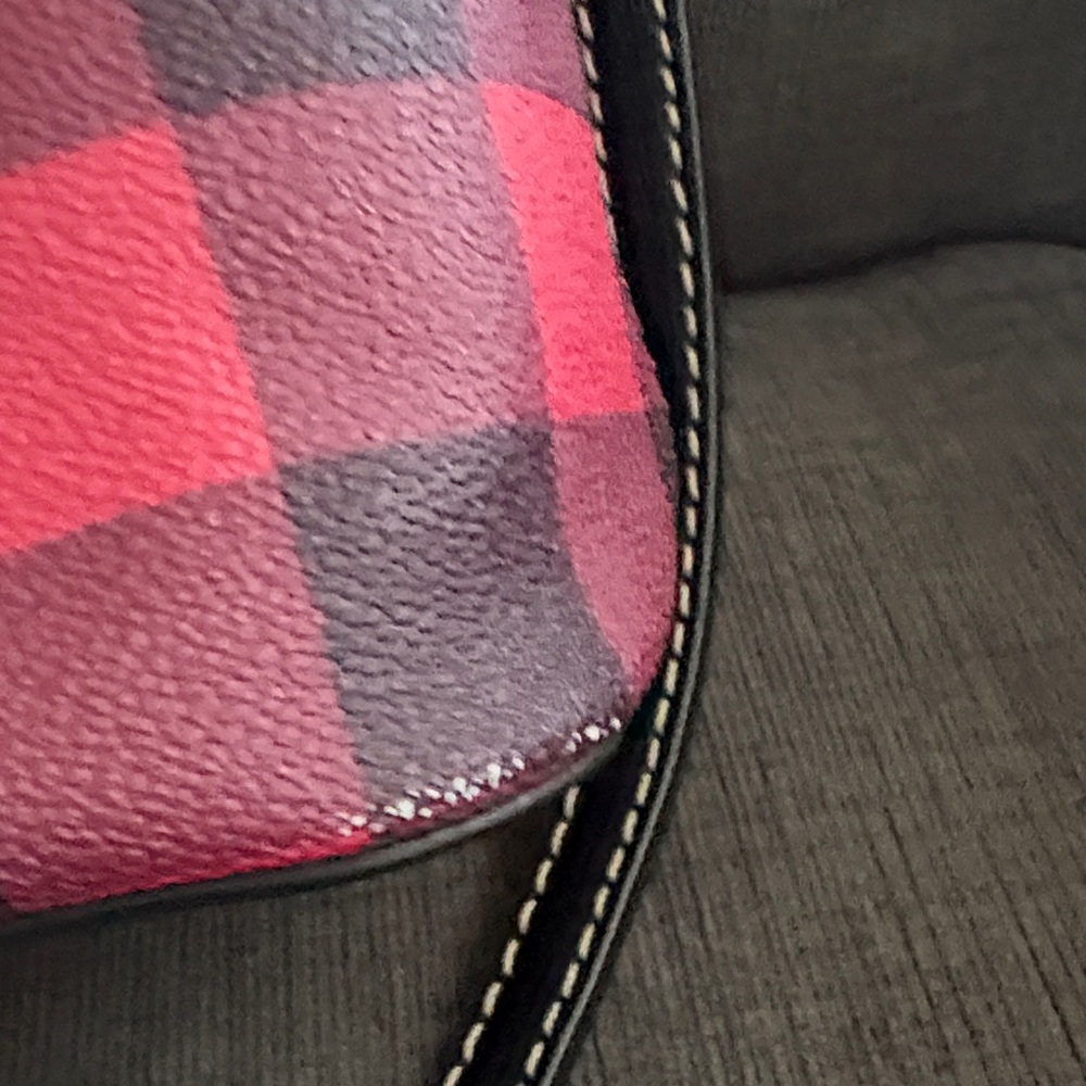 Dooney & Bourke Pink and Black Checkered Satchel - Picture 2 of 13